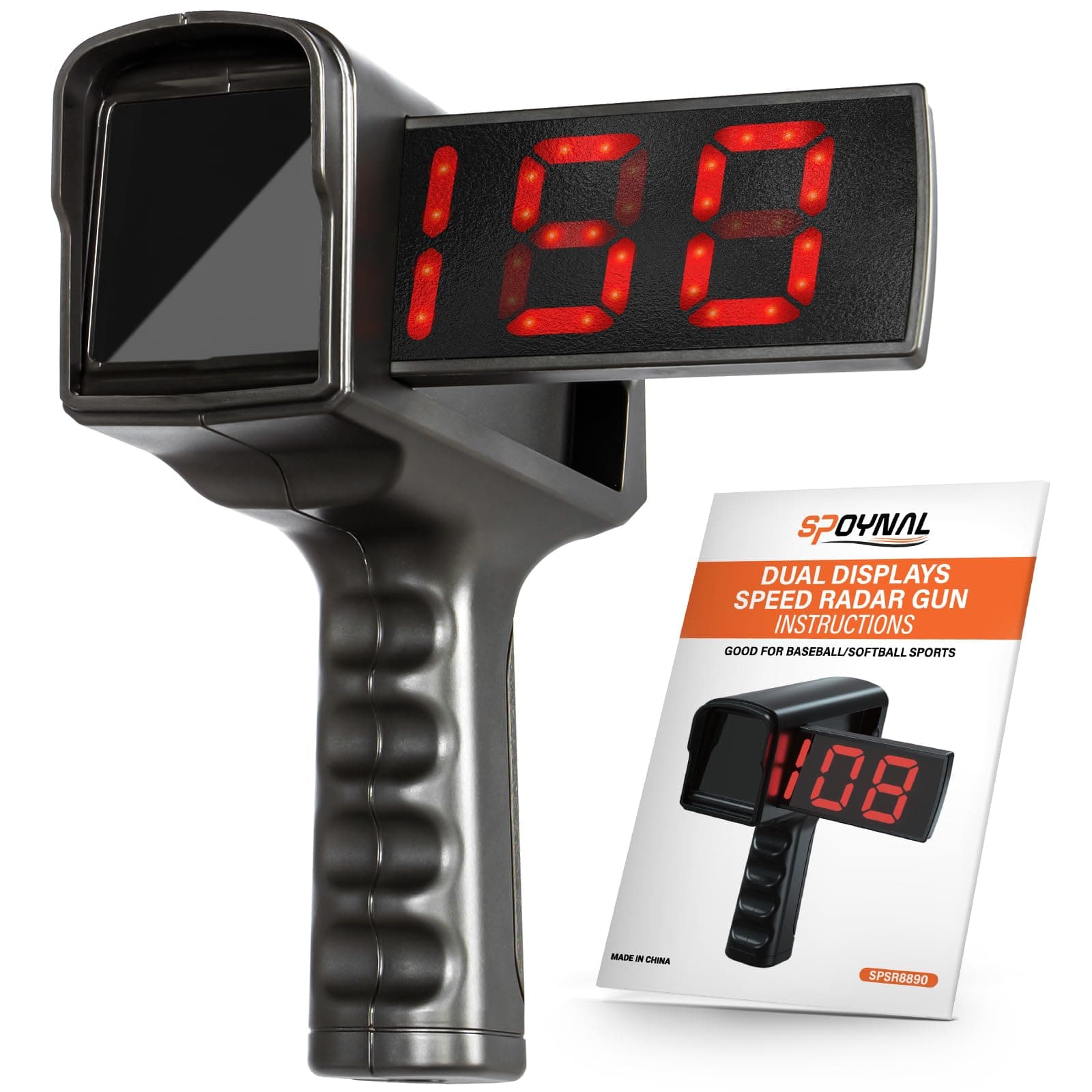 Baseball Radar Speed Gun | LED+LCD Larger Display Radar Gun for Baseball, Softball & Soccer Training Equipment | Speed Training Equipment with 10-Data Playback alternate view