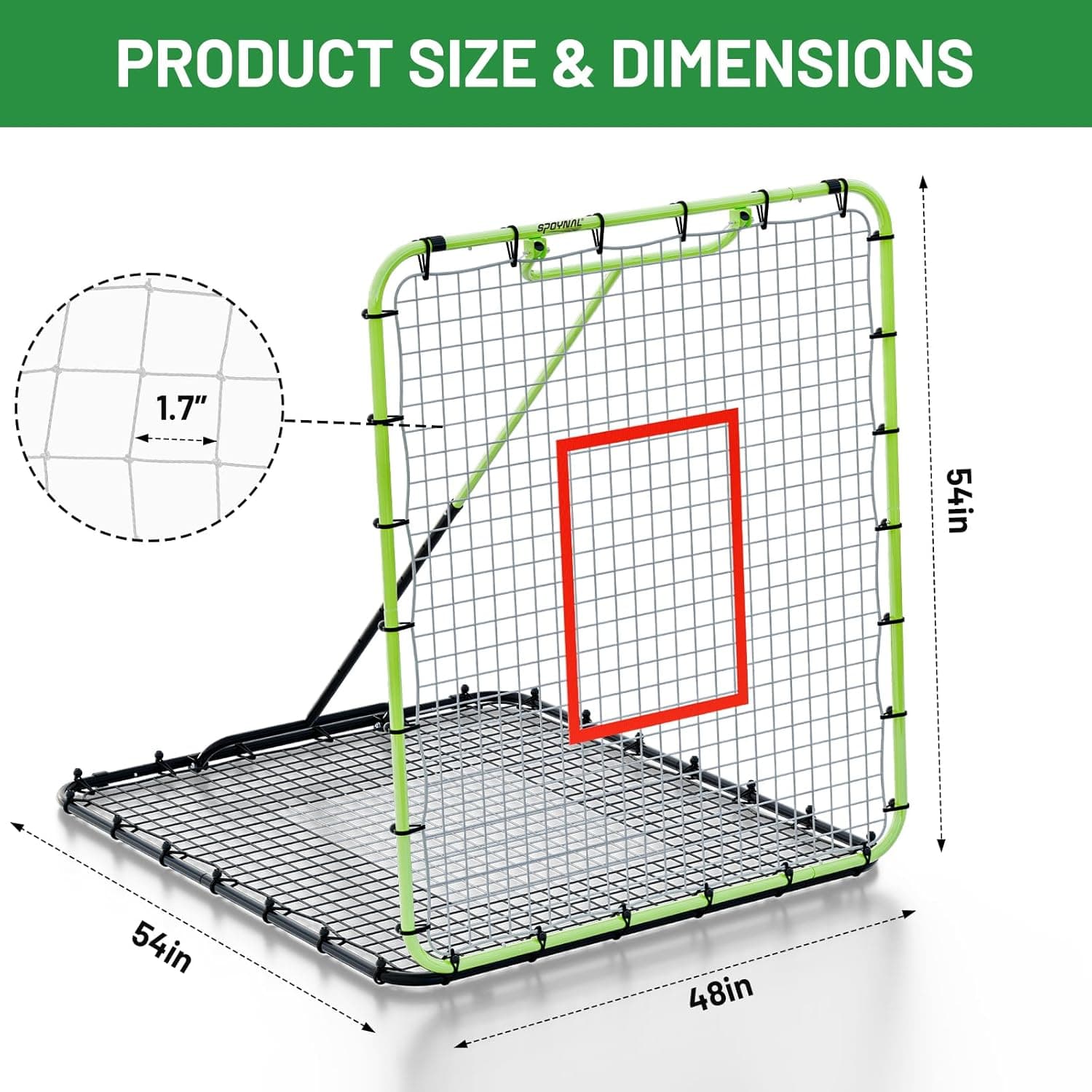 SPOYNAL Baseball Rebounder Net 54×48 in, Adjustable Baseball Training Net with 6 Angles, Reversible Rebound Net for Pitching, Throwing & Fielding, Baseball & Softball Training Equipment alternate view